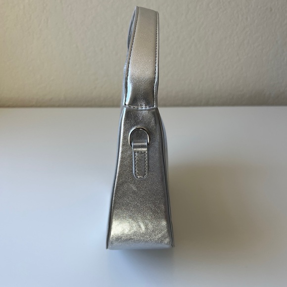 LOFT Metallic Crescent Crossbody Bag | Silver | NWT - Picture 6 of 13